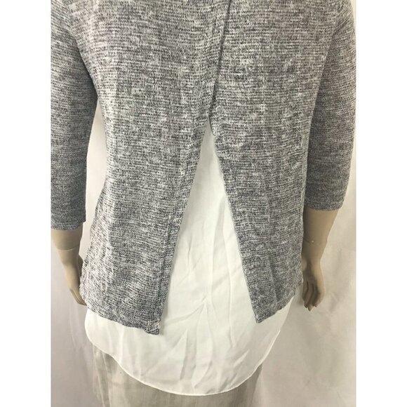 AB Studio Sweater Size L Gray Long Sleeve Split Back with Fabric Panel - Picture 7 of 8